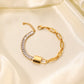 Shiny Lock Zircon Bracelet [Stainless Steel, 18K Gold Plated]