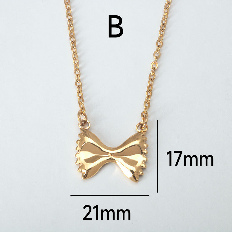 Bow Knot  Pendant Necklace Necklace [304 Stainless Steel]