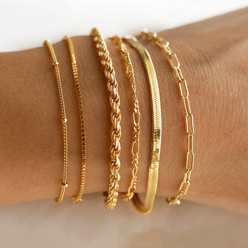 Chain Bracelets [316L Stainless Steel,18K Gold Plated]