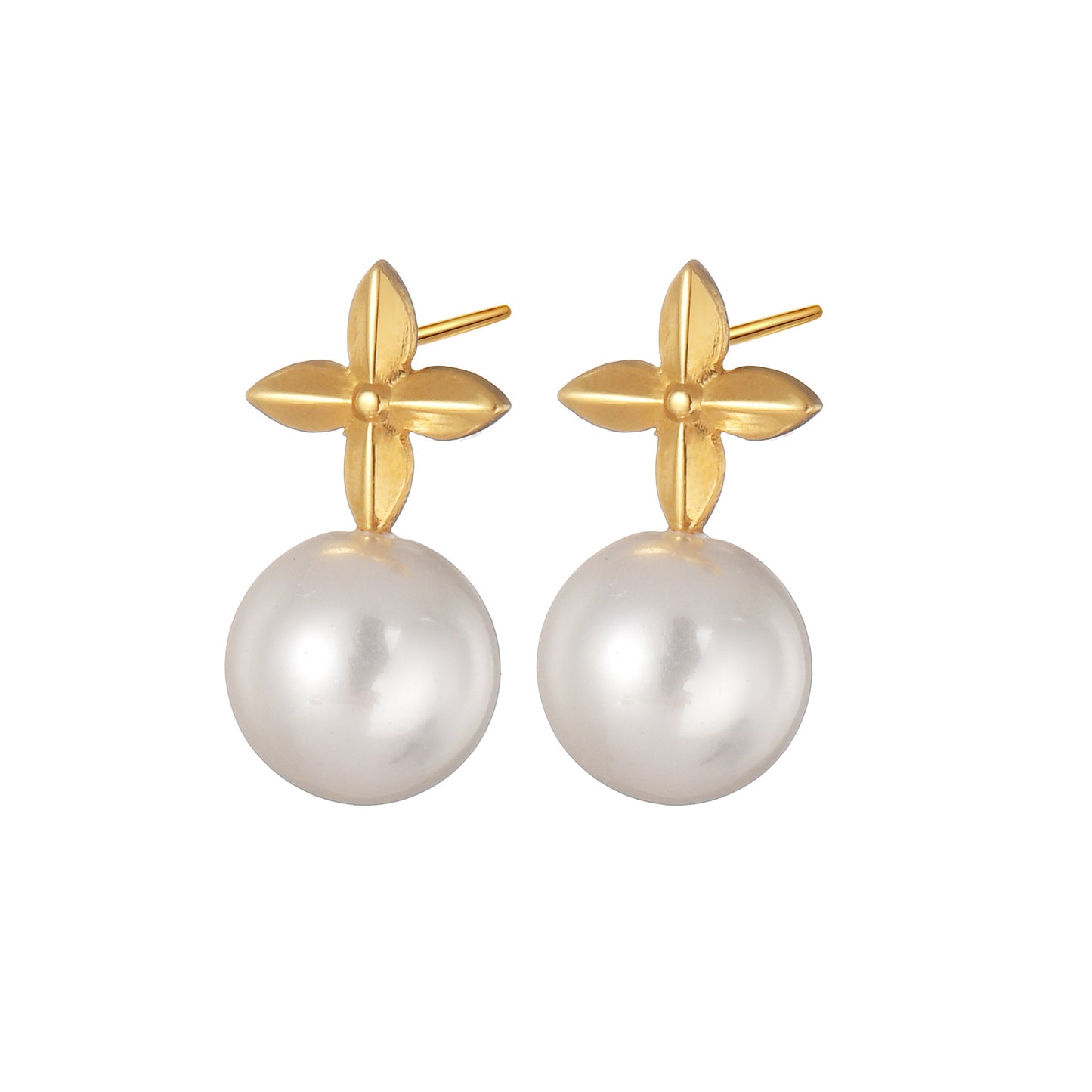 Pearl Gold Earrings [304 Stainless Steel]