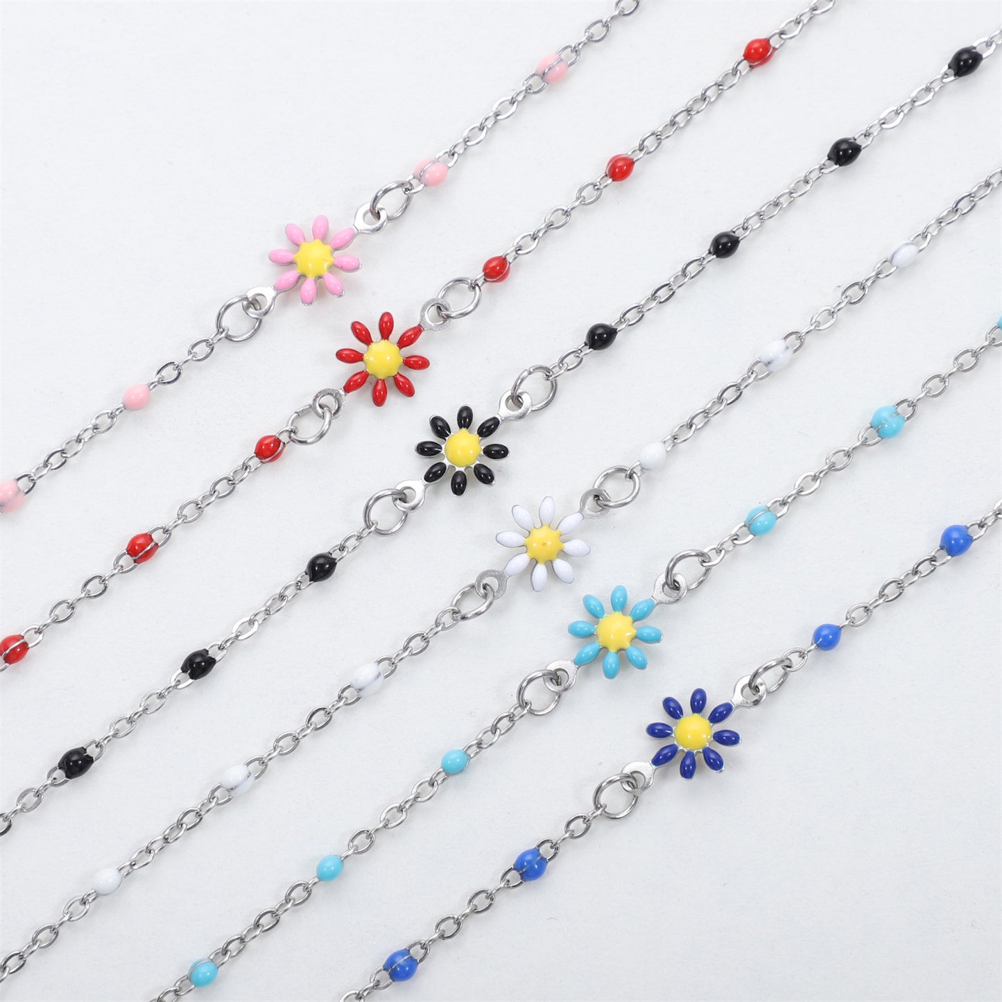 Bracelete de flores da margarida [304 aço inoxidável]