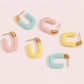 Pastel U Shaped Earrings [304 Stainless Steel,18K Gold Plated]