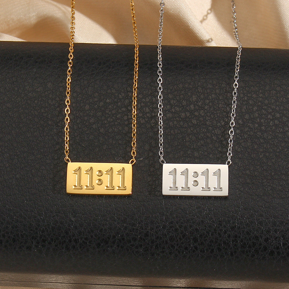 11 Number Necklace [304 Stainless Steel,18K Gold Plated]