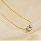 Geometric Rhinestones Pendant Necklace [304 Stainless Steel,18K Gold Plated]