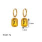 Square Inlay Zircon Drop Earrings [304 Stainless Steel]