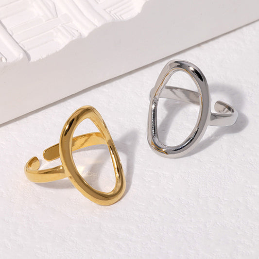 Oval Hohling Open Ring [Edelstahl]