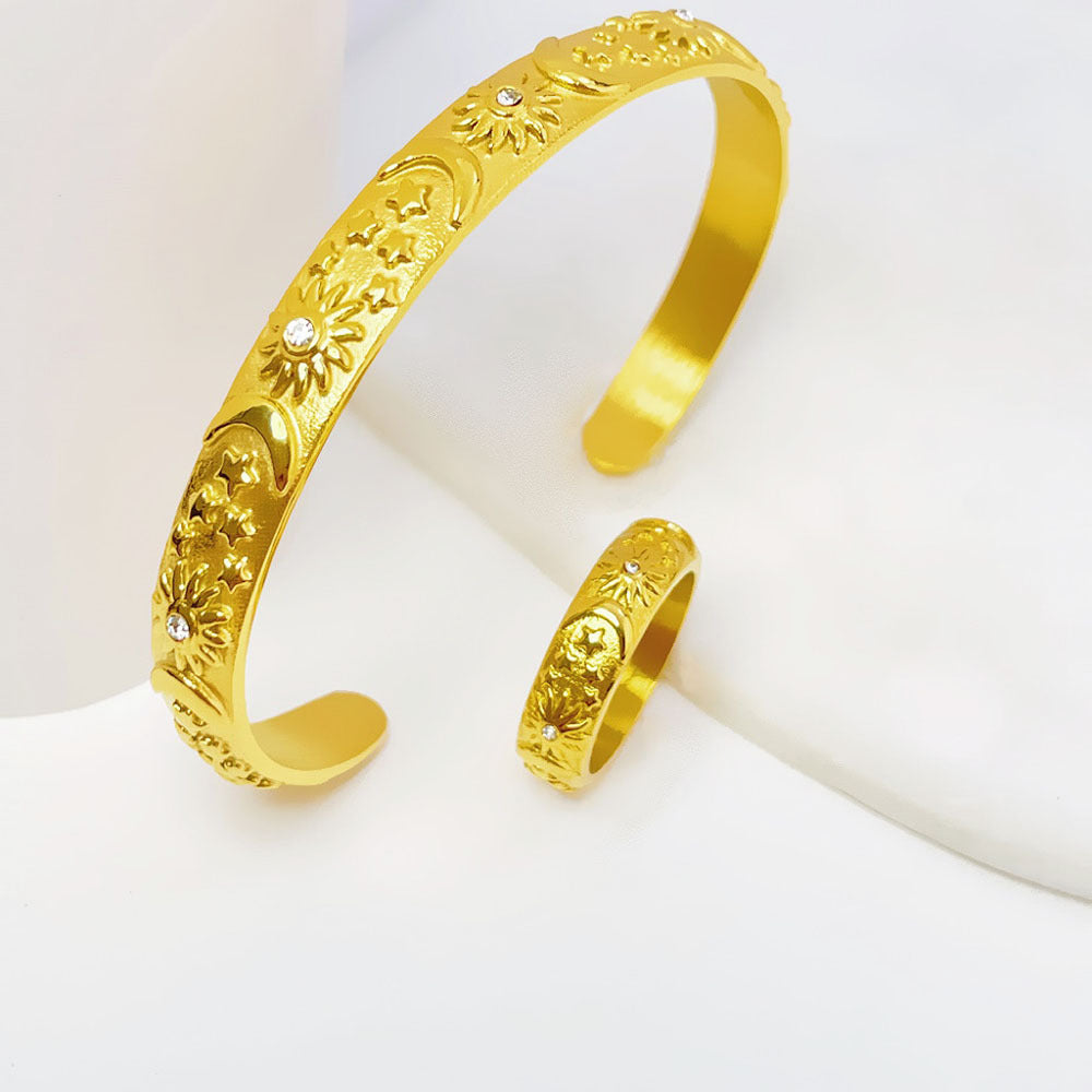 Star Moon Bangle Ring/Bracelets [304 Stainless Steel]