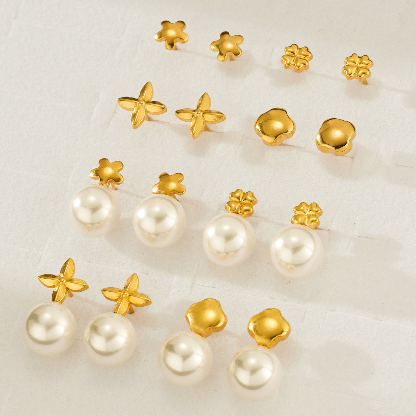 Pearl Gold Earrings [304 Stainless Steel]