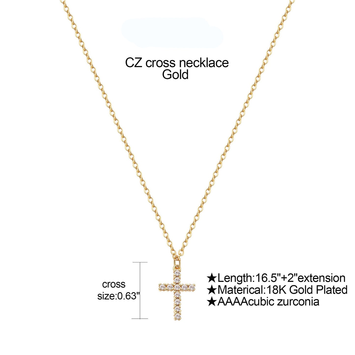 Cross Zircon Earrings [304 Stainless Steel,18K Gold Plated,Copper]