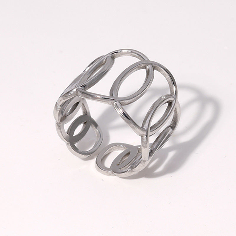 Hollow Circles Open Ring [Stainless Steel]