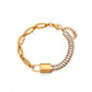 Shiny Lock Zircon Bracelet [Stainless Steel, 18K Gold Plated]