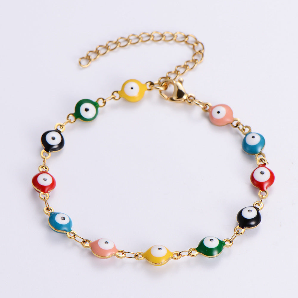 Ethnic Style Devil's Eye Bracelets [304 Stainless Steel, 18K Gold Plated]