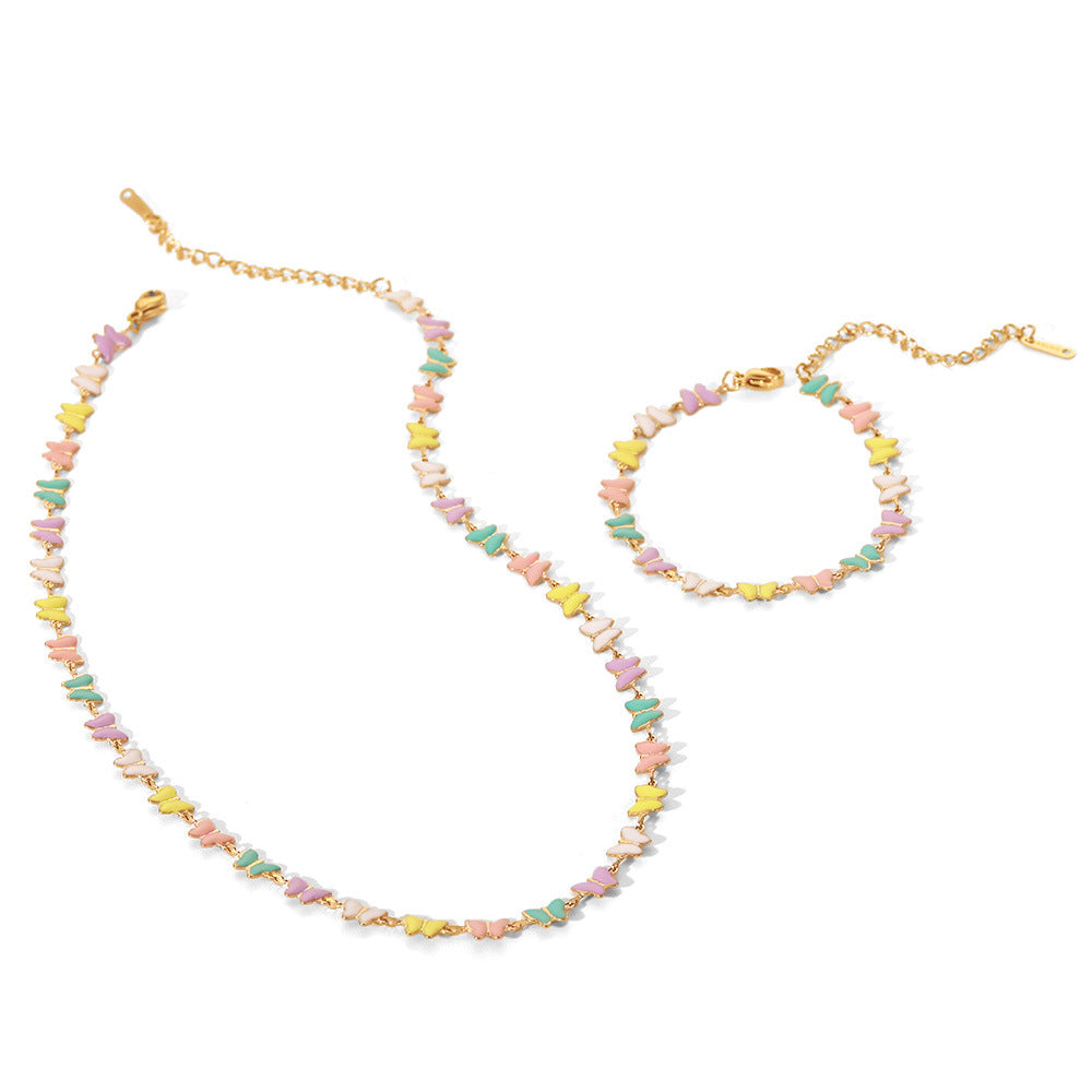 Pastel Butterfly Bracelet/Necklace [304 Stainless Steel]