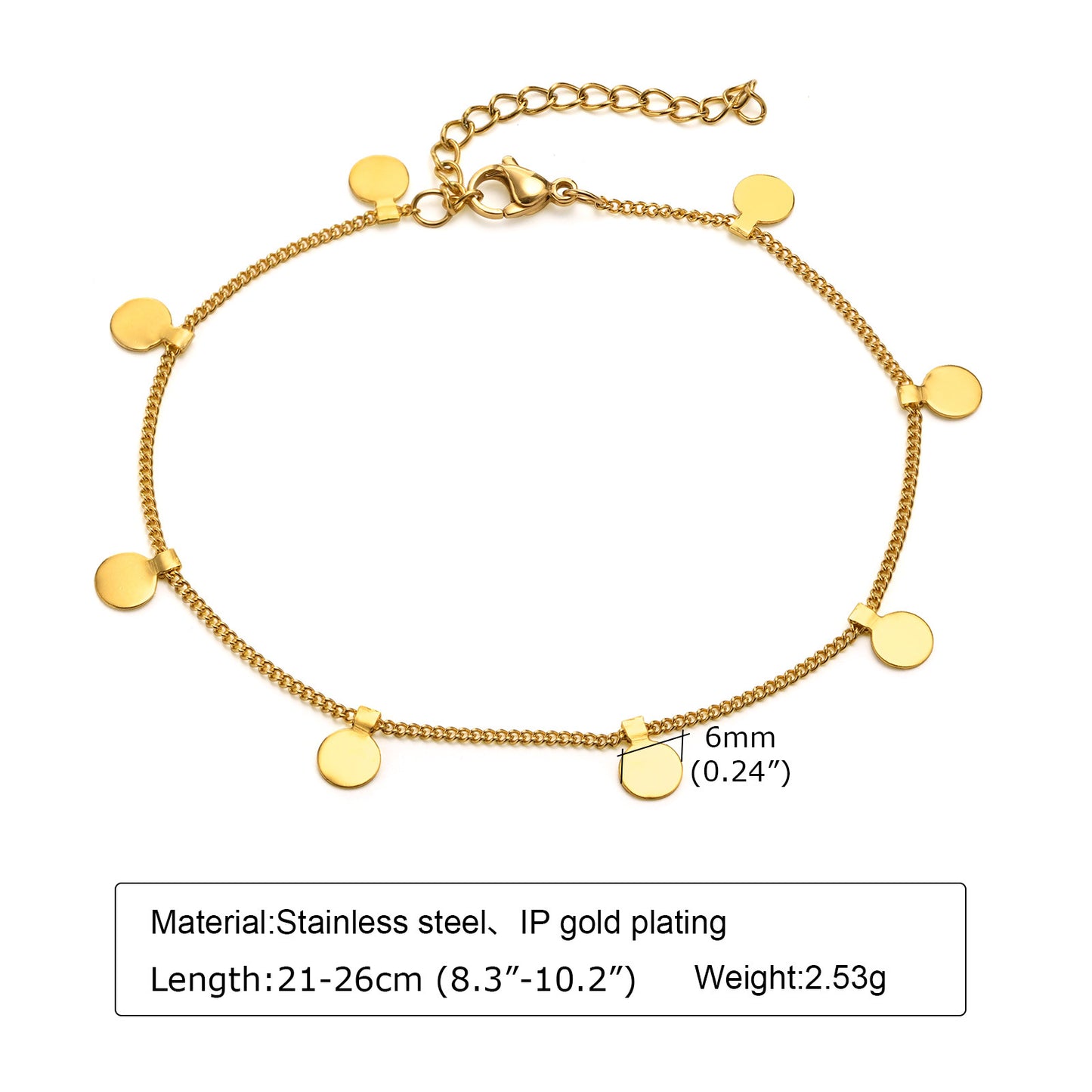 Foglie Anklet [201 in acciaio inossidabile, oro 18K placcato]