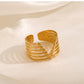 V Shape Open Ring [304 Stainless Steel 18K Gold Plated]