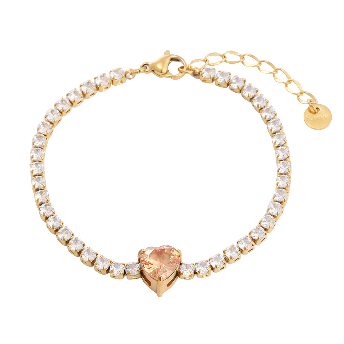 Heart Shape Rhinestones Bracelets [304 Stainless Steel]