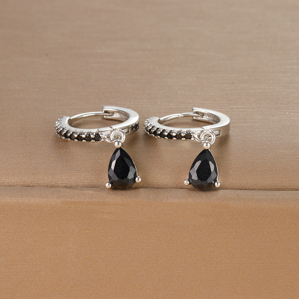 Water Droplets Zircon Earrings [Stainless Steel]