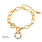 Artificial Rhinestones Circle  Bracelet [304 Stainless Steel,18K Gold Plated]