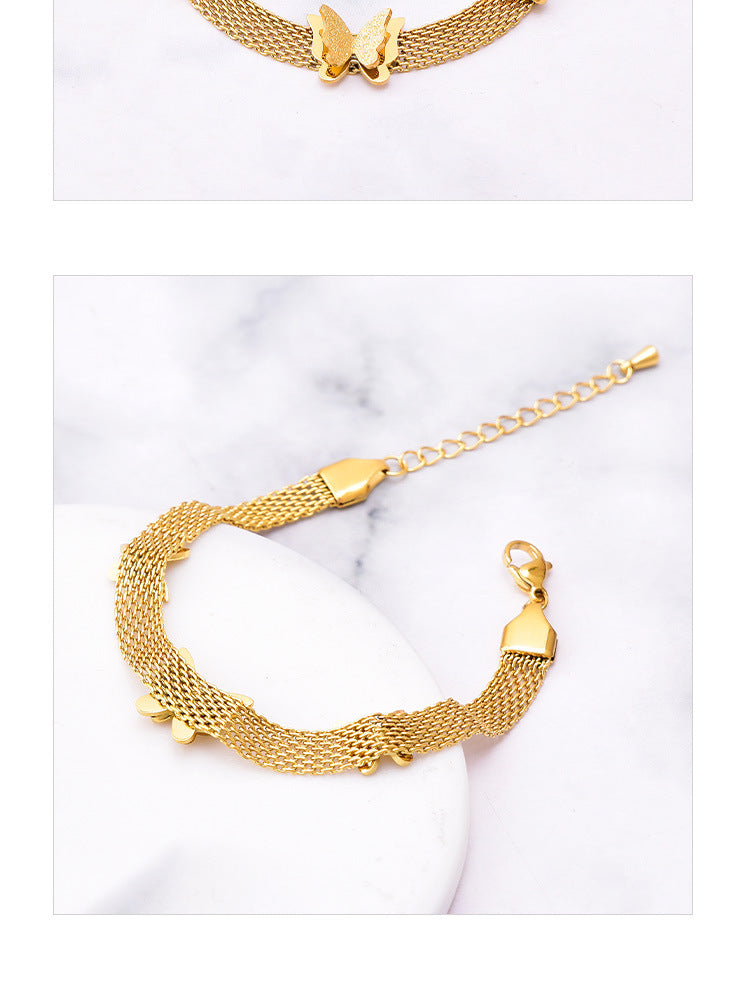 Butterfly Chain Bracelet [304 Stainless Steel, 18K Gold Plated]