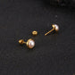 Flat Pearl Stud Earrings [304 Stainless Steel]