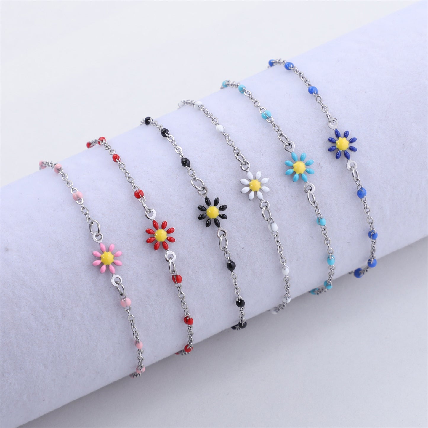 Bracelete de flores da margarida [304 aço inoxidável]