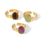 Artificial Gemstones Open Ring [304 Stainless Steel]