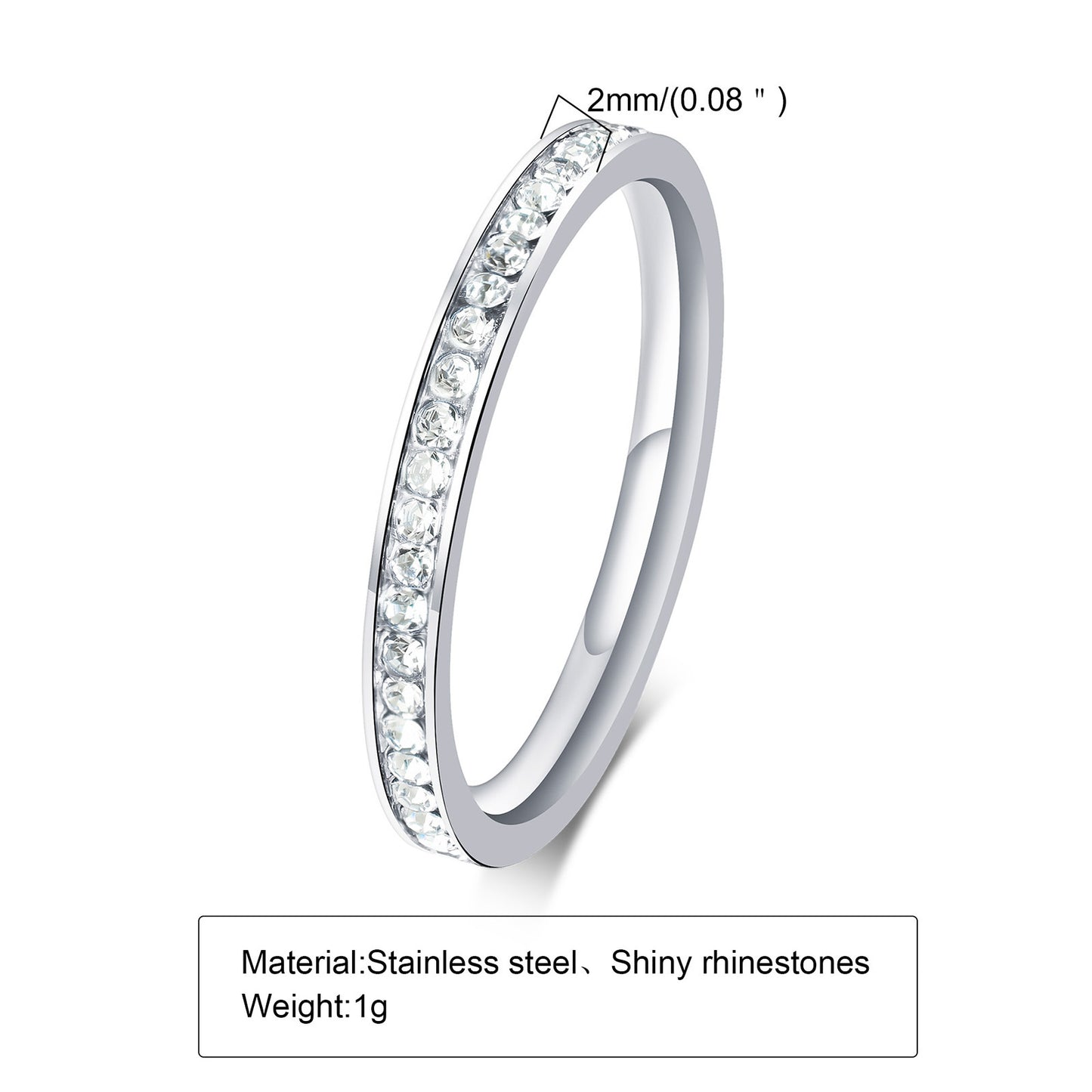 Rhinestones Band Ring Ring [304 Stainless Steel]