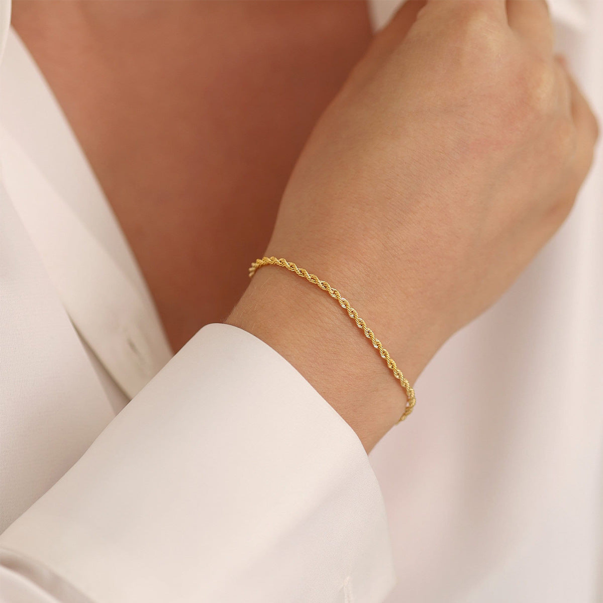 Rope Chain Bracelets [316L Stainless Steel,18K Gold Plated]