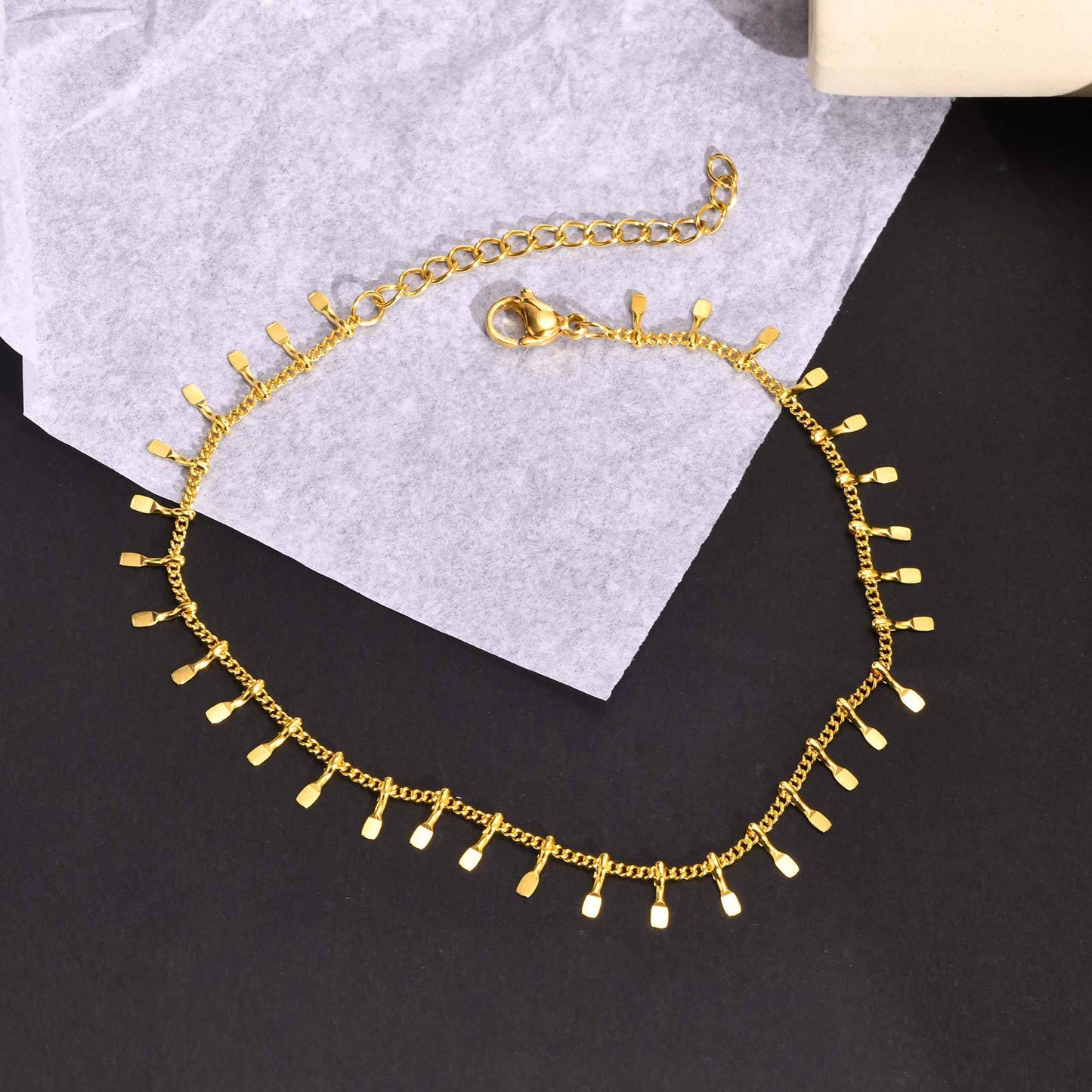 Foglie Anklet [201 in acciaio inossidabile, oro 18K placcato]