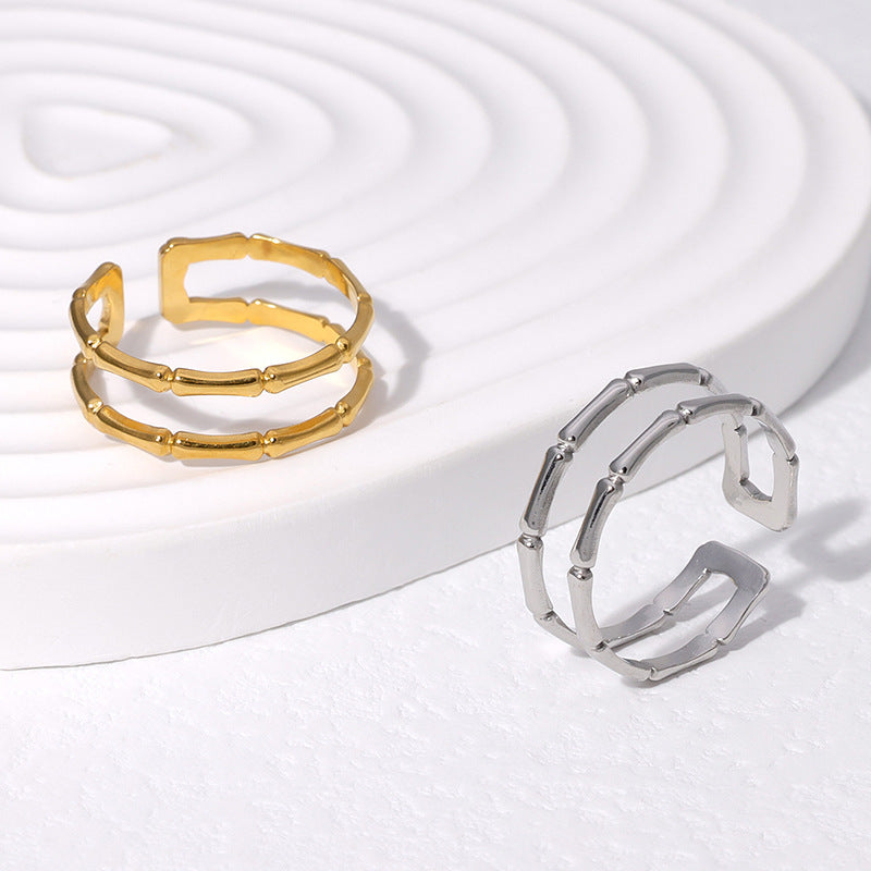 Doppelleitungsring [304 Edelstahl 18K Gold plattiert]