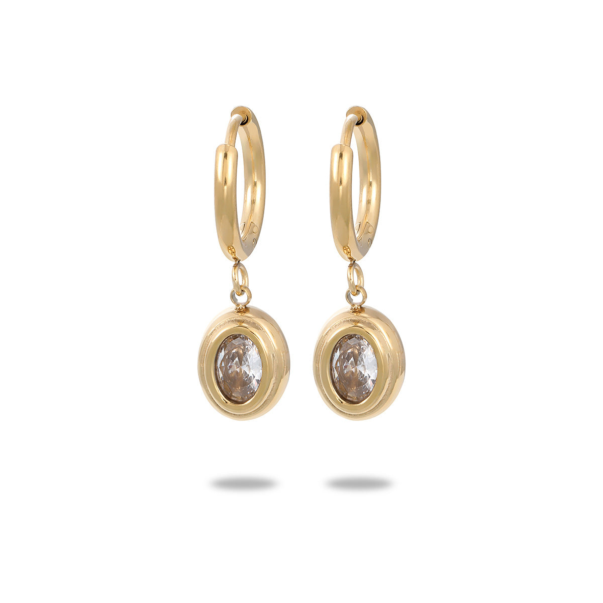 Colorful Zircon Drop Earrings [304 Stainless Steel,18K Gold Plated]