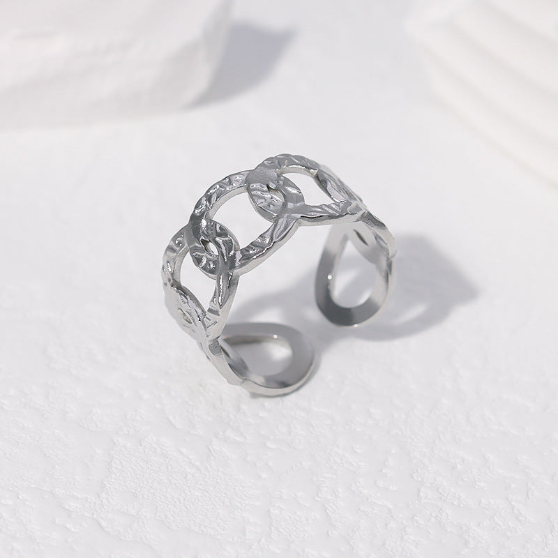 Oval Chain Open Ring [Stainless Steel]