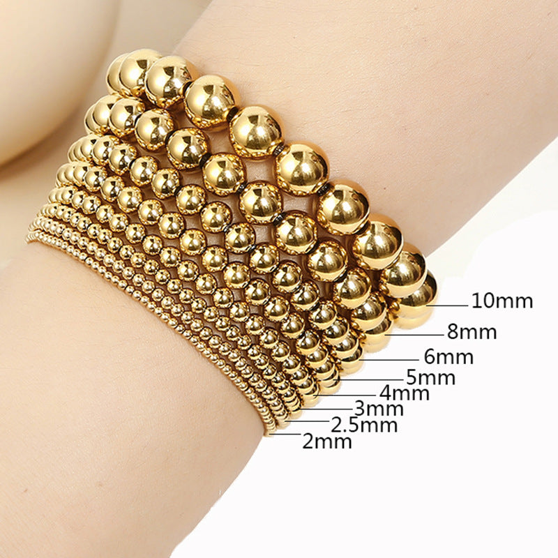 Elastic Beaded Bracelet [304 Stainless Steel, 18K Gold Plated]