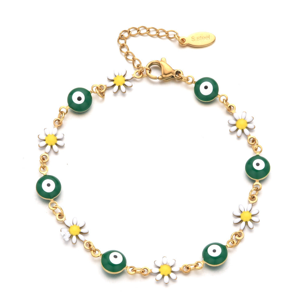 Devil's eye Flower Enamel Bracelets [Stainless Steel]