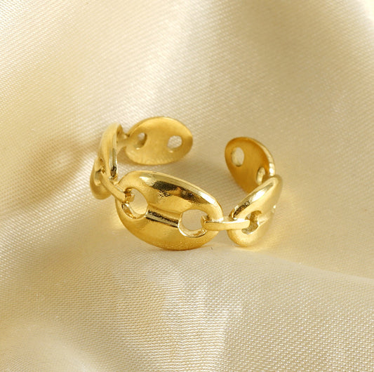 Schweinnase Offener Ring [304 Edelstahl, 18K Gold plattiert]