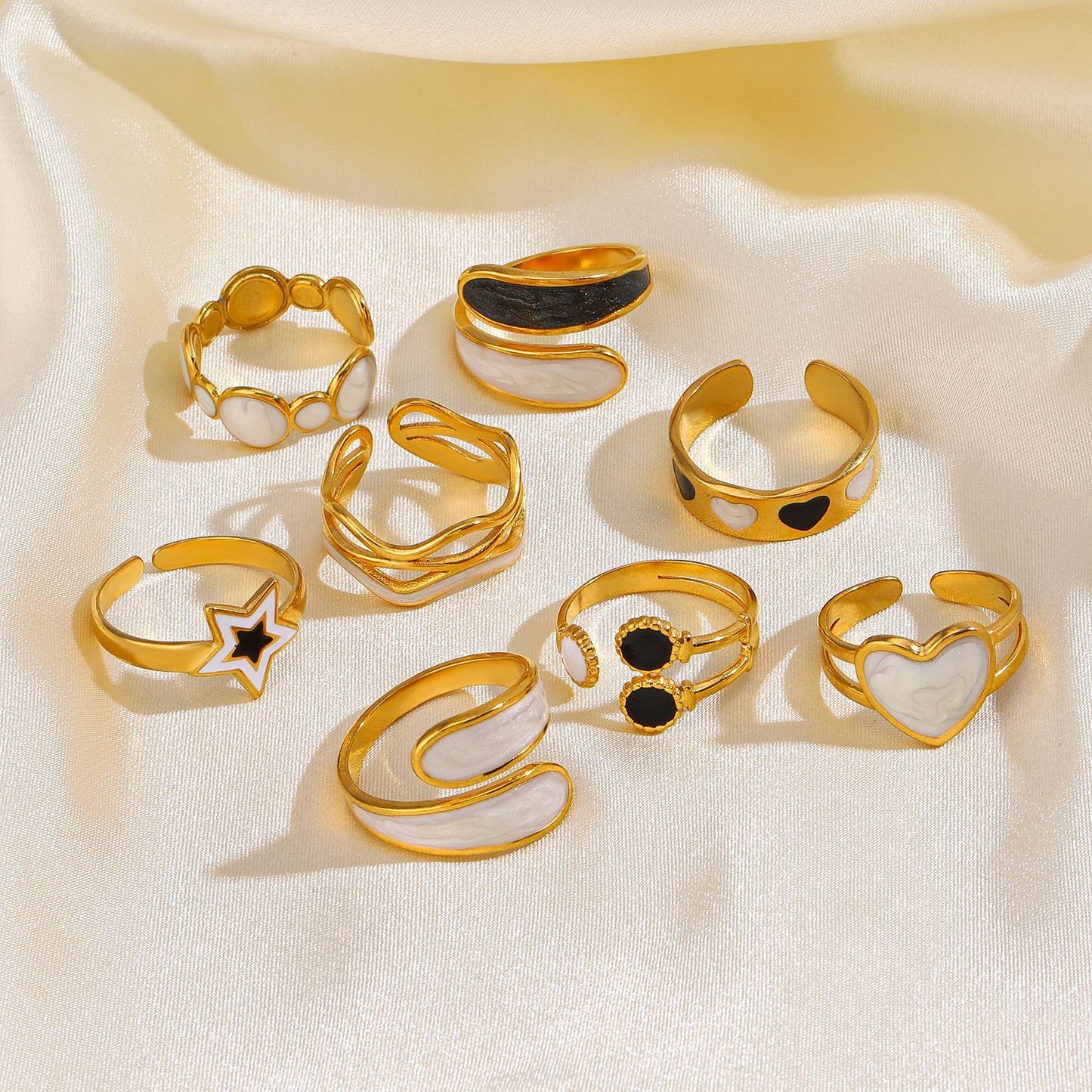 Retro Novelty Enamel Resin Ring [304 Stainless Steel 18K Gold Plated]