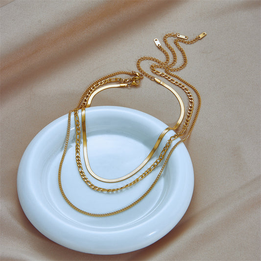 Layered Chain Necklace [304 Stainless Steel,18K Gold Plated]