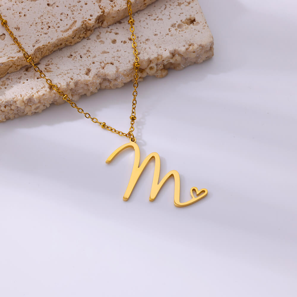 Calligraphic Letter Necklace [304 Stainless Steel]