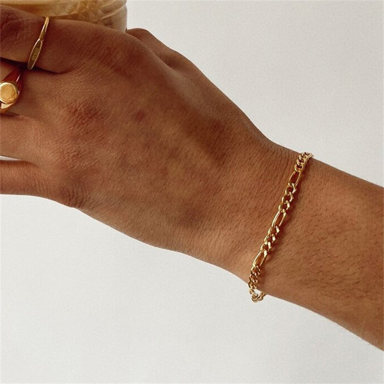 Figaro Chain Bracelet [Stainless Steel, 14K Gold Plated]