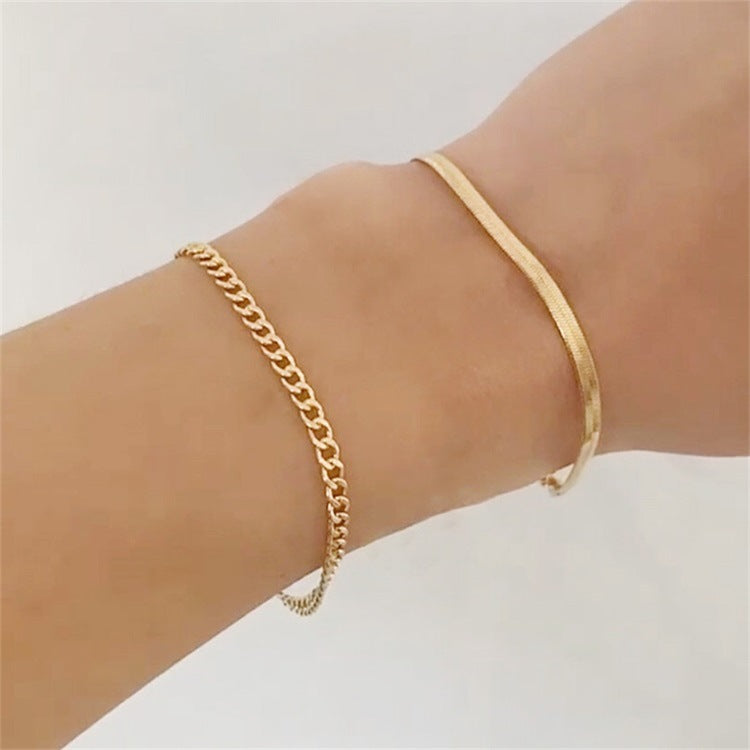 Double Chain armbånd [rustfritt stål, 18K gullbelagt]