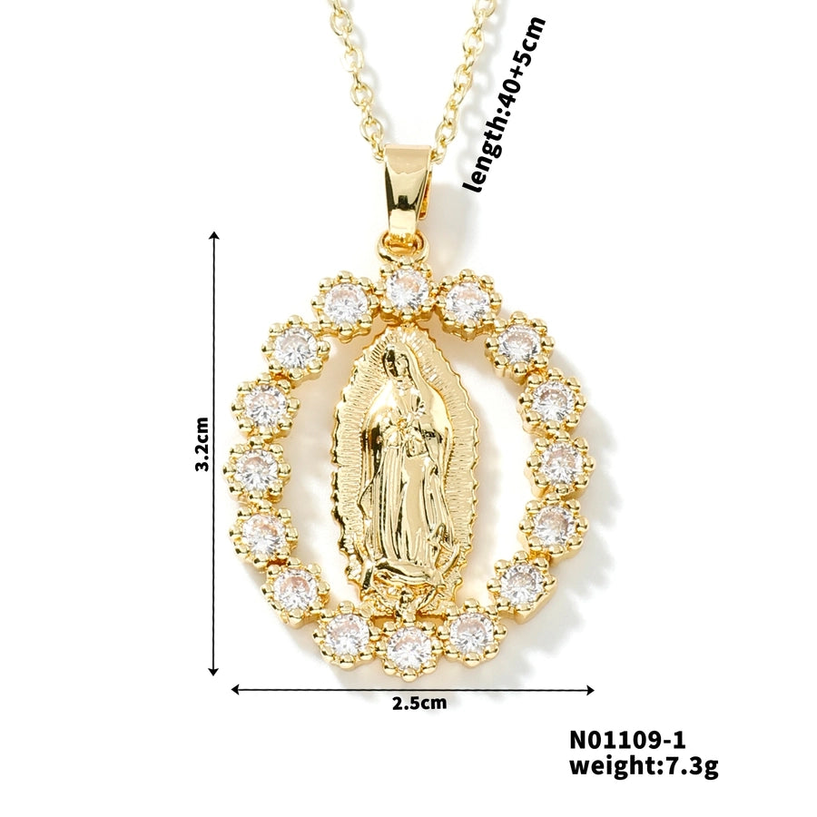 Vintage StyleVirgin Mary Pendant Necklace [304 Stainless Steel,Copper]