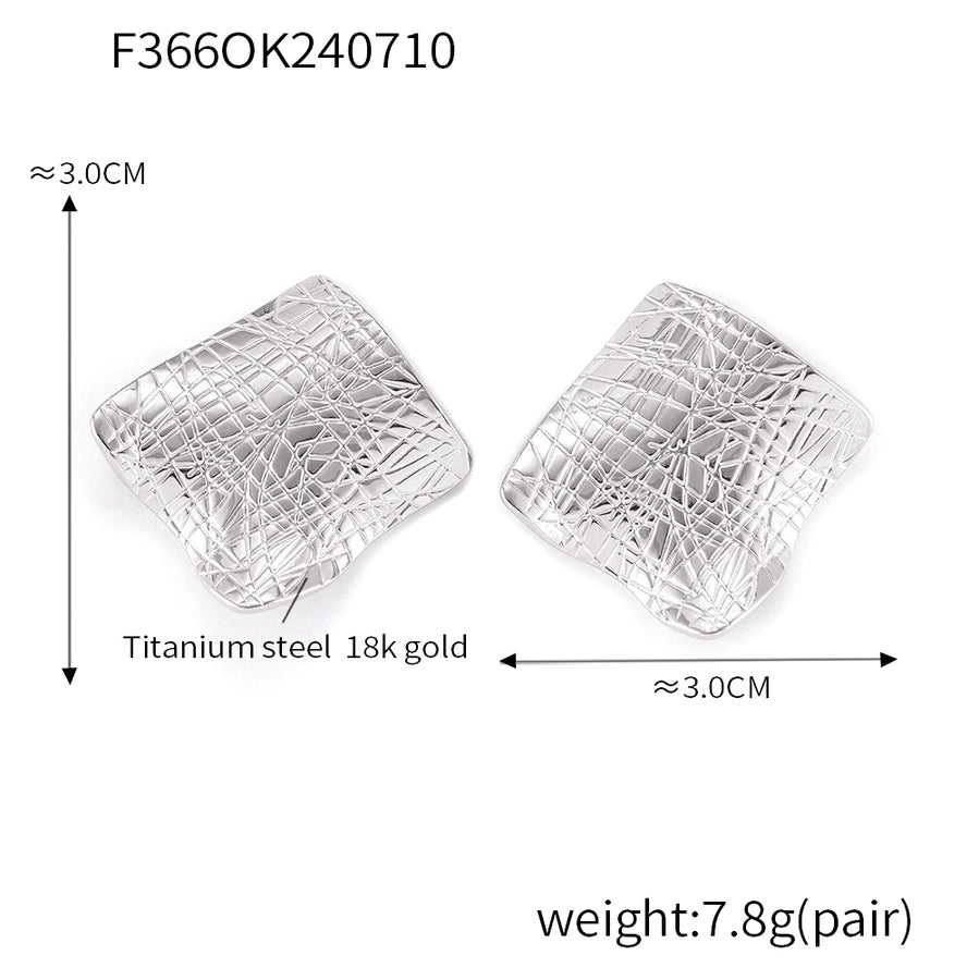 Orecchini a linee quadrate [acciaio inossidabile 304, oro 18K placcato]