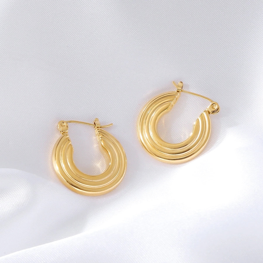 Geometric Hoop Earrings [316 Stainless Steel,18K Gold Plated]