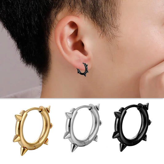 1 piece Punk Hoop earrings [Stainless Steel]