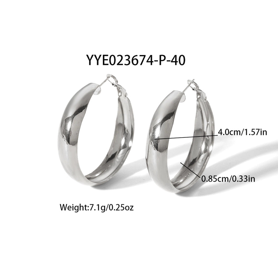 Round Polishing Hoop Earrings [304 Stainless Steel,18K Gold Plated]