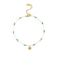 Small Green Beads Shell Anklet [304 Stainless Steel, 18K Gold Plated]