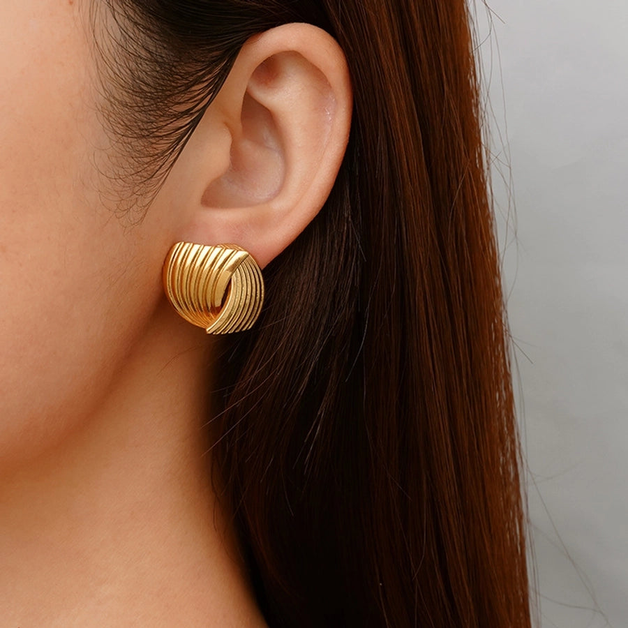 Geometric Stripe Earrings [304 Stainless Steel,18K Gold Plated]