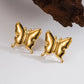 Butterfly Stud Earrings [304 Stainless Steel,18K Gold Plated]