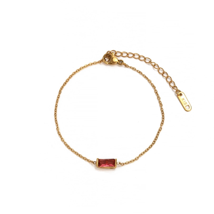 Rectangle  Zircon Bracelets [201,304 Stainless Steel,18K Gold Plated]