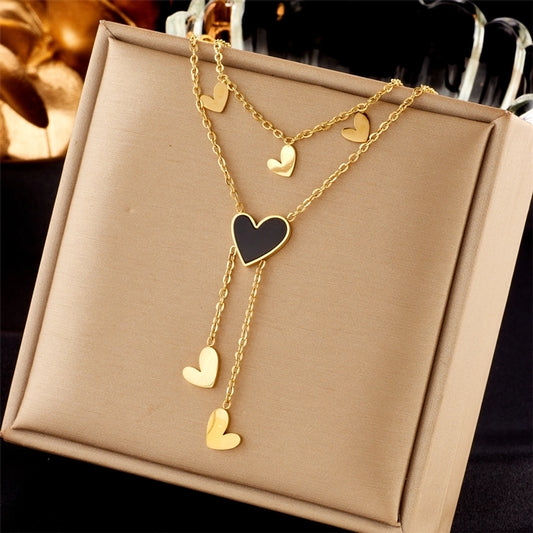 Collier de gland en forme de coeur [304 en acier inoxydable, 18 carats en or]